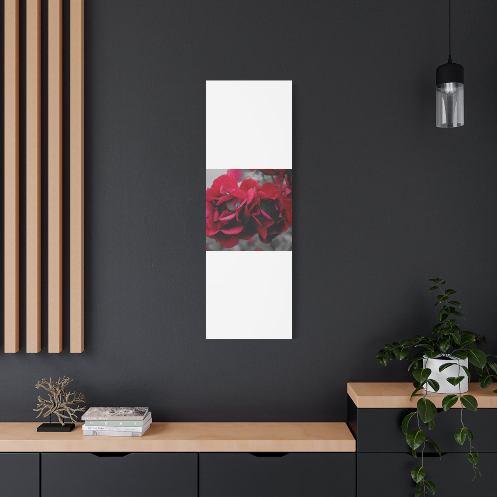 Red Rose Close-Up Matte Canvas Wall Art – Romantic Floral Stretched Canvas