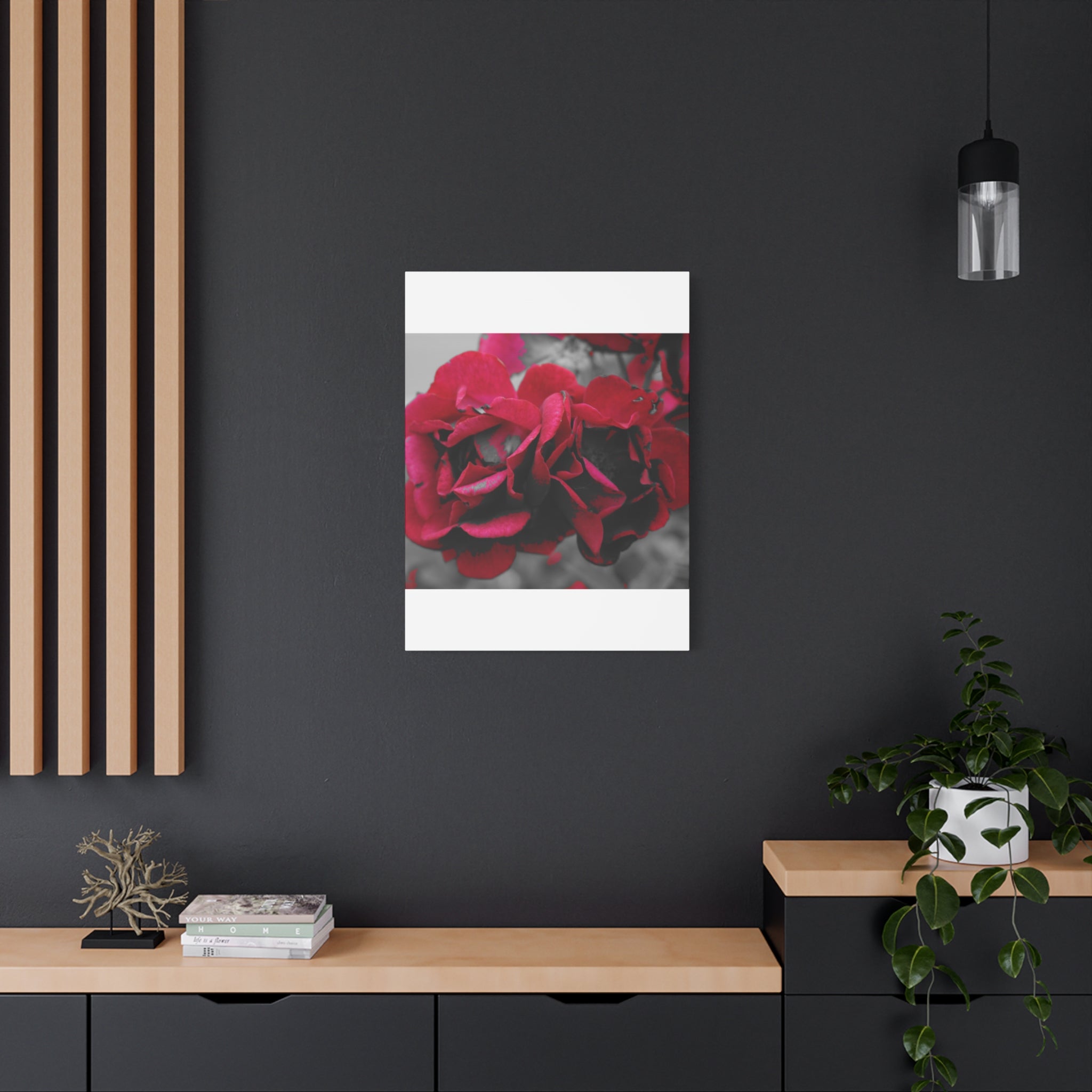 Red Rose Close-Up Matte Canvas Wall Art – Romantic Floral Stretched Canvas