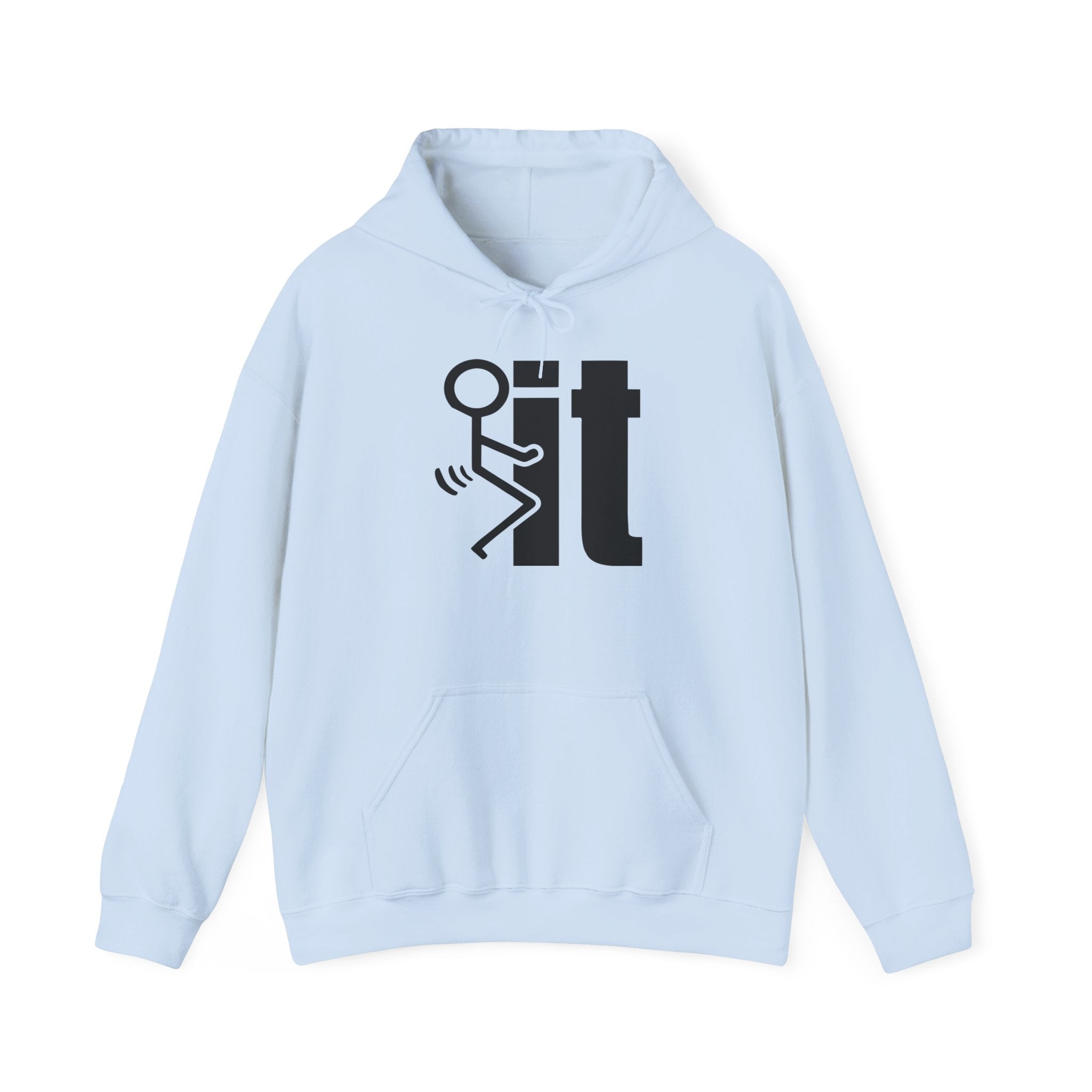 Funny 'F**k It' Graphic Hoodie — Minimal Stick Figure Humor Sweatshirt