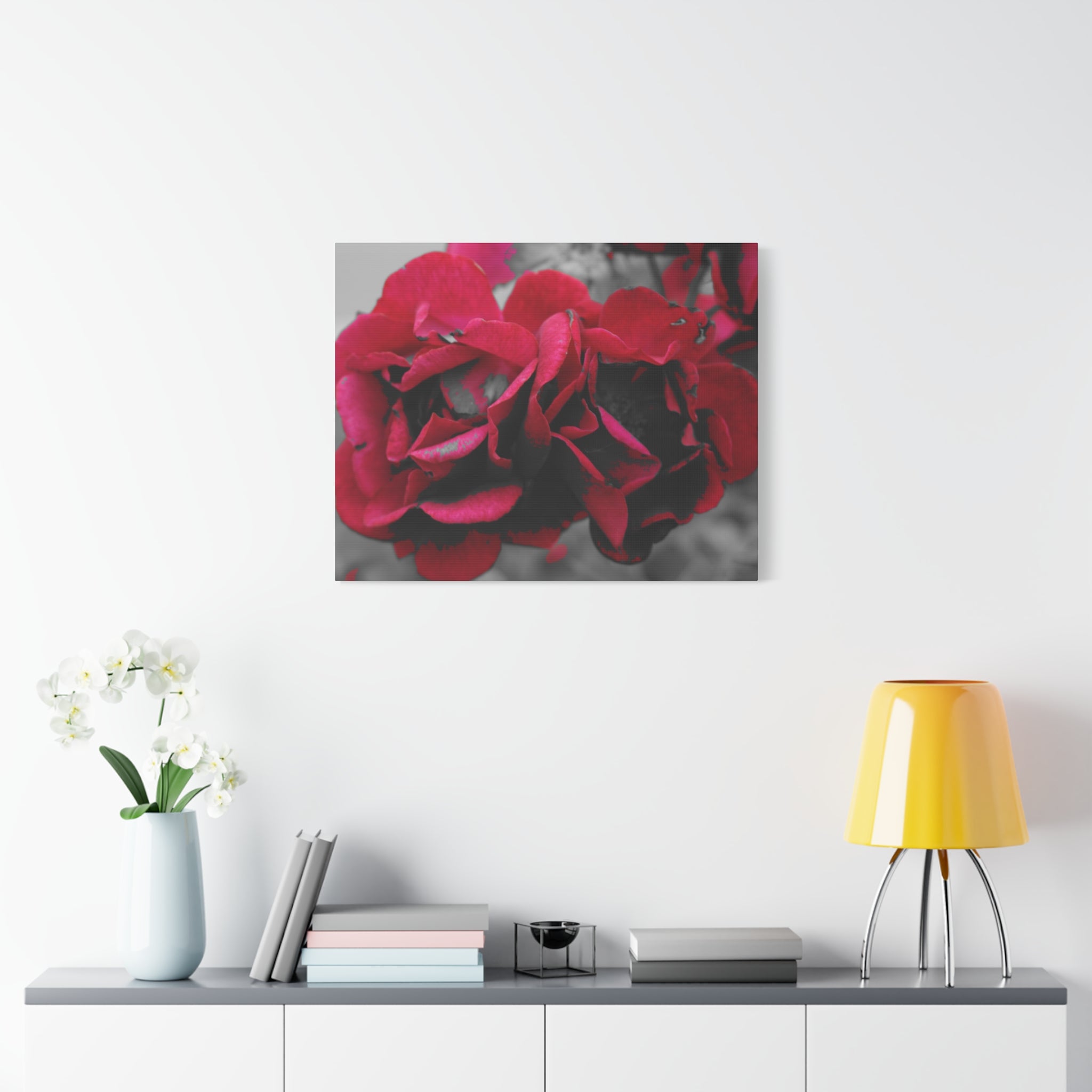Red Rose Close-Up Matte Canvas Wall Art – Romantic Floral Stretched Canvas