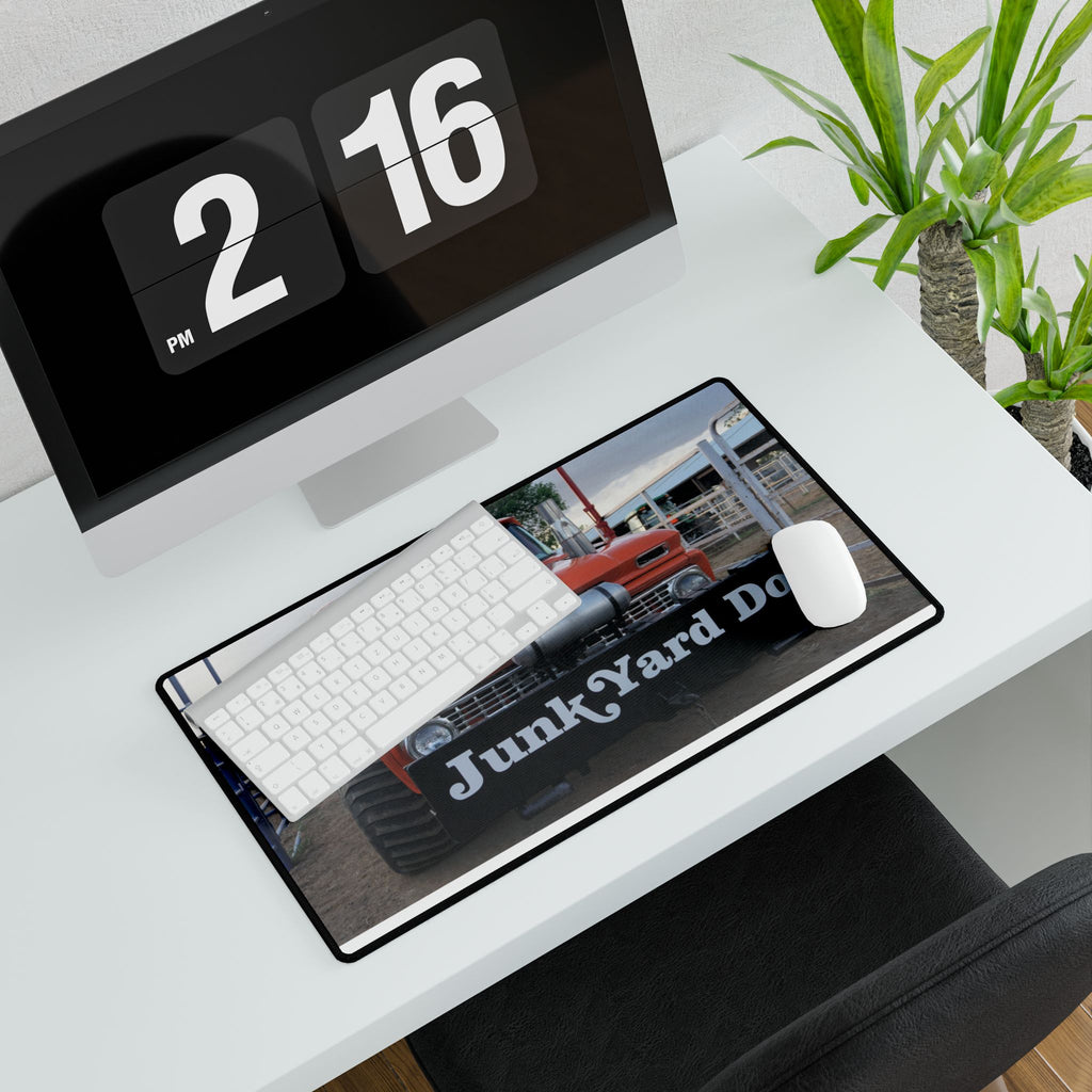 Desk Mat — Retro Junk Yard Dog Truck Photo Mouse Pad (Large)