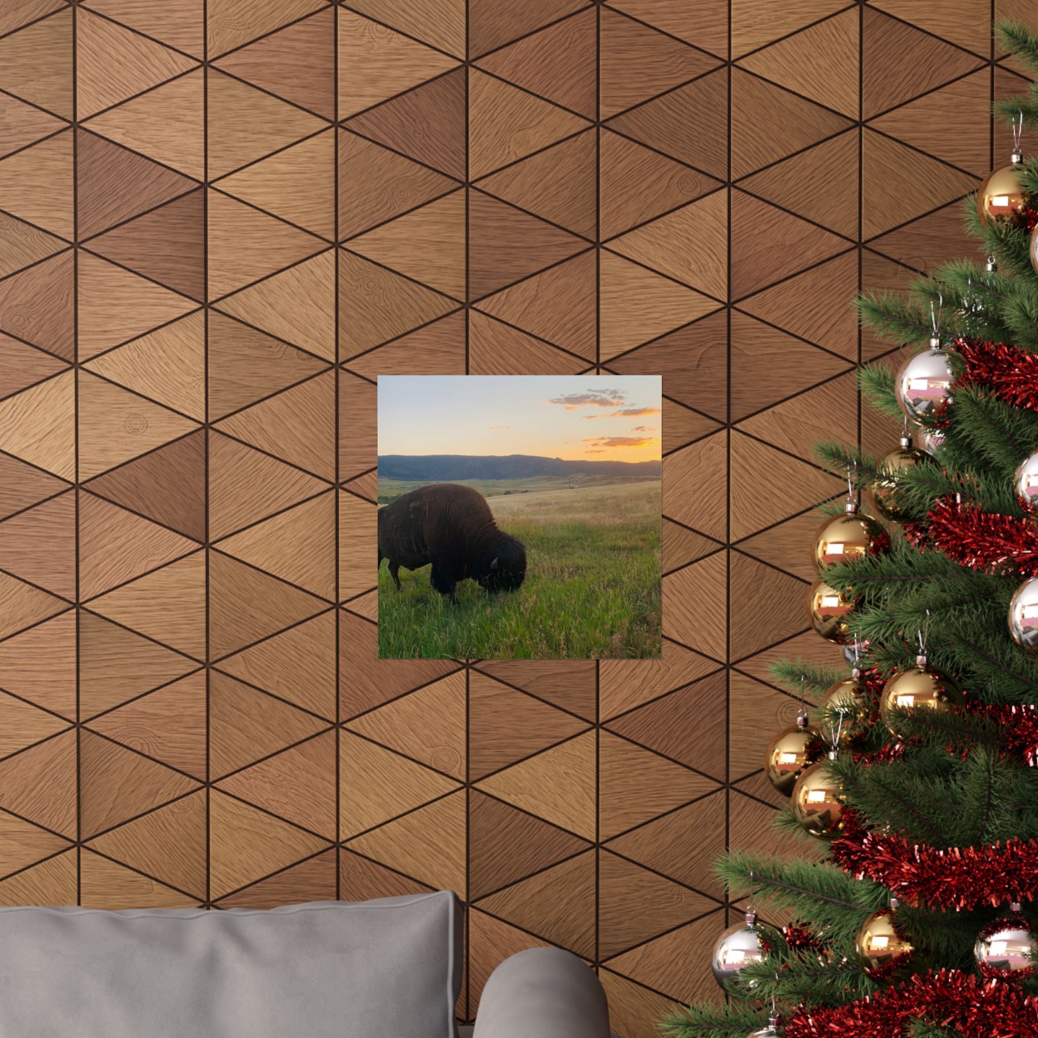 Bison at Sunset Matte Poster — Vertical Wildlife Wall Art