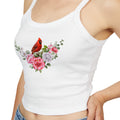 Cardinal Floral Crop Tank Top — Women’s Spaghetti Strap Summer Top