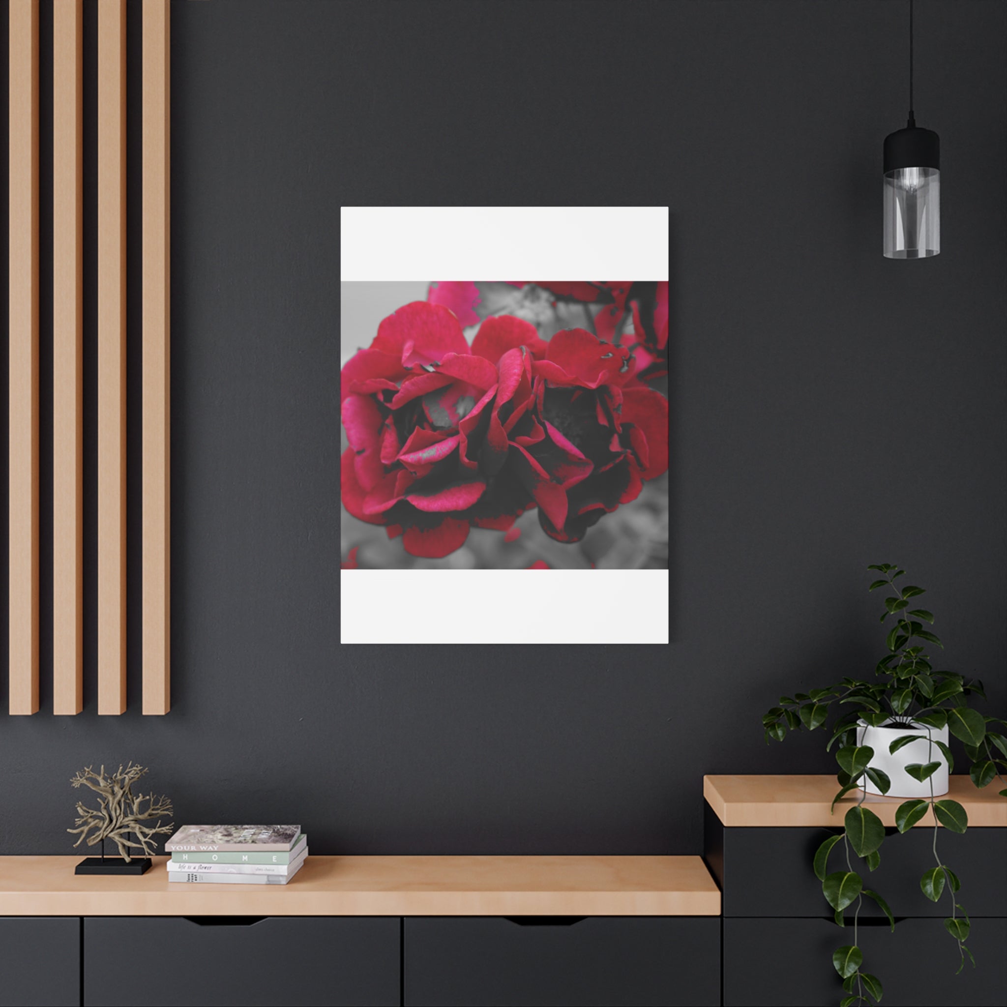 Red Rose Close-Up Matte Canvas Wall Art – Romantic Floral Stretched Canvas